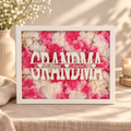 Personalized floral shadowbox with soft pink and white petals and custom name overlay