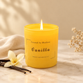 Vanilla beeswax candle by Created by Madison on a clean neutral background